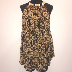 Sale! Free People NWOT black/tan halter style top sz S/P